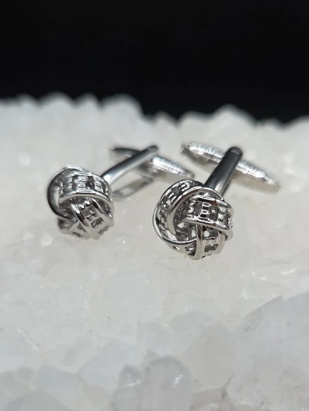 Polished Stainless Steel Knot Cufflinks for Men | Silver Tone